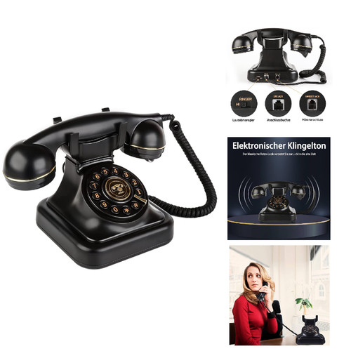 Retro festnetztelefon schwarz - retro,