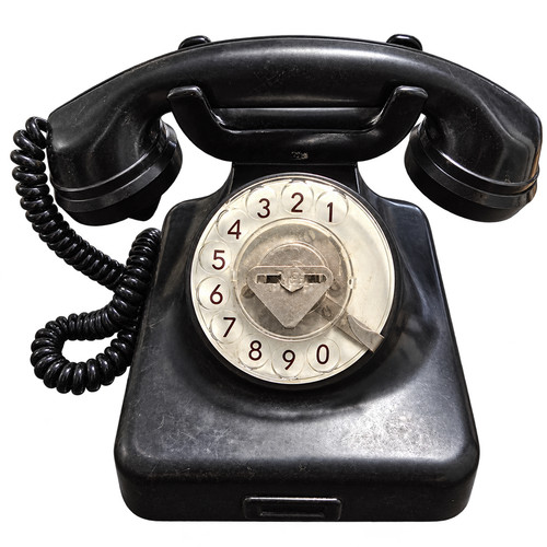Schwarzes tischtelefon mit - schwarzes,